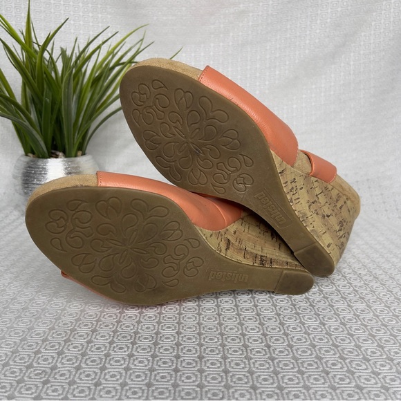 Unlisted Peach Platform Wedge Faux Leather Sandal With Velcro Ankle Closure - Picture 8 of 9